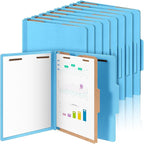 Skyygemm 24 Pcs Classification Folders Letter Size, 1 Divider Pressboard File Folder with Fasteners, Expanding File Organizer Bulk for School Teachers, Office Employee, Coworker, Staff (Blue)