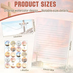TaoBary 160 Pcs Stationery Paper Set 50 Double Sided Stationery Papers with 50 Matching Envelopes and 60 Round Dot Sticker, 10 Design(Religious Letter with Cross,8.5 x 11 Inch)