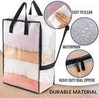 TAILI 2 Pack Clear Moving Bags w/Adjustable Backpack Straps, Moving Supplies, Moving Boxes Alternative, Heavy Duty Storage Totes for College Packing, Camping Backpack for Travel, Dorm, Laundry