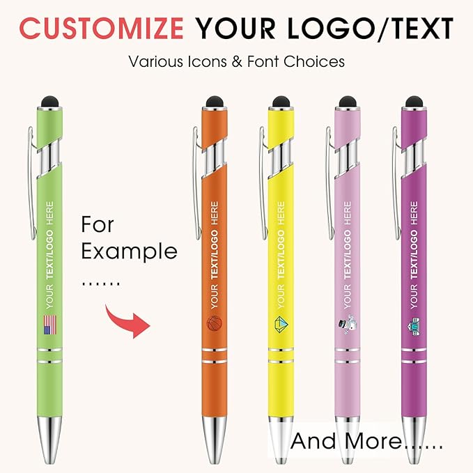 ENOMY Personalized Pens Bulk Free Engraved with Logo/Name/Message Black Ink Custom Pens Customized Stylus Ballpoint Pens Ideal Gifts for Business Anniversary (80)