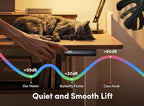 FEZIBO 55" Electric Standing Desk with Shelves, 55x24 Inches Sit Stand Rising Computer Desk with Monitor Shelf, Home Office Desks with Hook, Adjustable Height Stand Up Workstation Table, Light Walnut