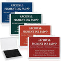 MotiMind 4 Pcs Archival Pigment Waterproof Ink Pad for Stamps 3.7 x 2.5 Inch Permanent Waterproof Ink Pad for Card Making, Stamping, Scrapbooking Gift (Bright Colors)