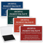 MotiMind 4 Pcs Archival Pigment Waterproof Ink Pad for Stamps 3.7 x 2.5 Inch Permanent Waterproof Ink Pad for Card Making, Stamping, Scrapbooking Gift (Bright Colors)