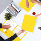 Two Pocket Folders, PANDRI 30 Pack 2 Pocket Folders, Letter Size Paper File Folder for School Office Home Business, Yellow