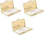 Stephanie Imports Set of 3 Slim & Minimalist Metal Business Card Holder Unisex Case (Gold Oval)