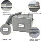 Greeting Card Organizer Box with 16 Dividers,Collapsible Greeting Card Storage Box with Handles Hold 150+ Cards,Greeting Card Holder for Greeting Cards,Sticker, Recipes, Photo, Envelope (Gray, 1 pcs)