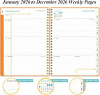 2026 Planner - Planner 2026 from January 2026 - December 2026, Weekly & Monthly Planner Spiral Bound with 12 Monthly Tabs, Inner Pocket, 6.4" x 8.5", Orange-A