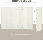 HOMCOM 6 Panel Room Divider, 6' Tall Folding Privacy Screen, Hand-Woven Freestanding Wall Partition for Home Office, Bedroom, White