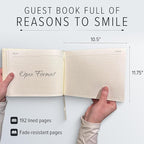 Gallery Leather Guest Book - Great for Wedding, Reception, Baby and Bridal Shower, Birthday Party and Vacation Home - 192 Lined Pages to Sign in, add Polaroid Photo - Hardcover 9x7" - Freeport Ivory