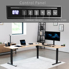 VIVO Electric Corner 75 x 63 inch L-Shaped Standing Desk, Memory Height Adjustment, Real Bamboo Top Black Frame, DESK-E3CTBO-75