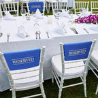 Buryeah 12 Pcs Reserved Seating Signs for Chairs Church Pew Reserved Chair Signs Placeholder with Printed Words for Weddings Parties Celebrations Receptions Church or Event (Blue)