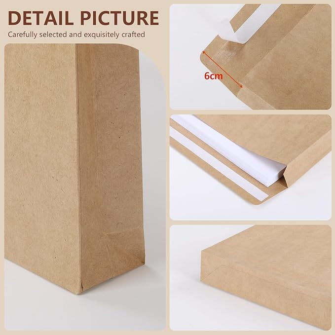 25 Pack 10" x 13" Expandable Catalog Envelopes, Large Kraft Document Envelopes Self Seal Manilla Envelopes Mailing for Documents, Magazines, Photos