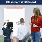 TSJ OFFICE Rolling Whiteboard Standing - 40 x 26 Inches Magnetic Mobile White Board with Stand, Height Adjustable Dry Erase Board on Wheels with Paper Clamp on Top, Pink