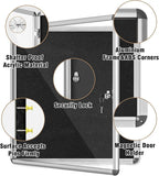 Mifuro 28"x26" Enclosed Bulletin Board, Lockable Weather-Resistant Aluminum Cork Noticeboard for School & Office, Silver Frame w/Black Flet