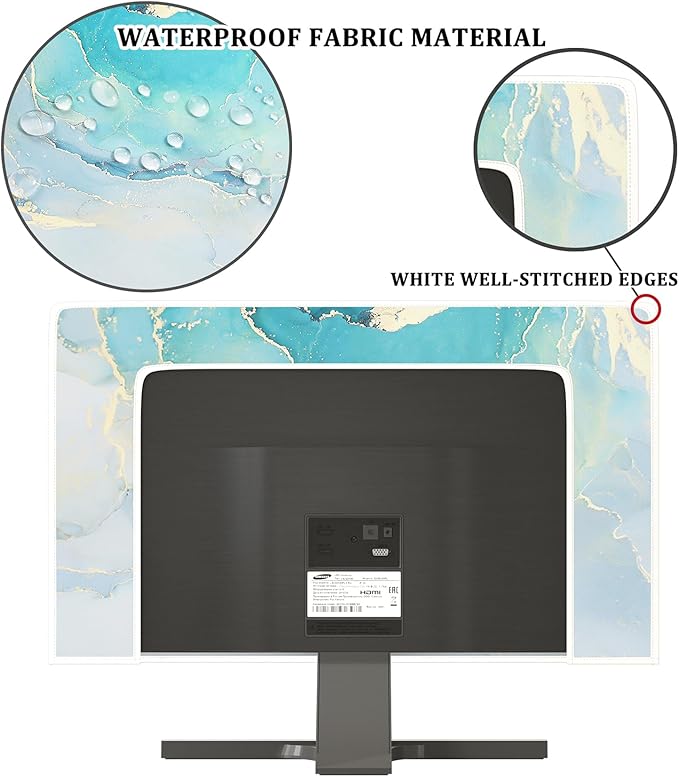 Baocicco Blue Green Marble TV Display Screen Cover 32 Inch Creative Anti-Static Dustproof Monitor Accessories Laptop LCD Cover Modern Screen Television Decoration for LED LCD OLED TVs
