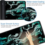Large Mouse Pad, 31.5x15.7 inch Large Extended Computer Keyboard Mouse Mat, Water Resist Non-Slip Mousepad Rubber Base Long XXL Desk Mouse Pad for Gaming, Office & Home, Marble Cyan