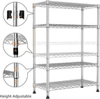 M MZG 1000 lbs Storage Shelving Steel Heavy Duty 4-Tier Utility Shelving Unit Steel Organizer Wire Rack for Home,Kitchen,Office,Chrome (13.7" D x 29.5" W x 47.2" H)