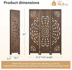 66.9Inch Wooden Room Partition - 3 Panels Boho-Styled Space Room Divider for Home/Office, Headboard & Yoga/Photo/Video Call Backdrop (Brown)