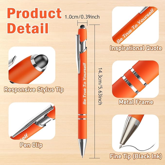 36 Pcs Motivational Pens Bulk, Inspirational Ink Pens with Stylus Tips, Positive Sayings Ballpoint Pen for Writing, Thank You Gifts for Men Women School Office, Black Ink