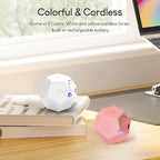 Pomodoro Timer, 11 Preset Time Productivity Timer, Ring/Vibrate Mode Productivity Cube, Type C Rechargeable Kitchen Cooking Timer for Cooking, Learning, Exercise and Beauty-Pink