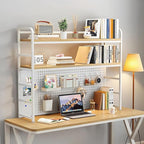 ZWCQSYS 2-Tier Desktop Bookshelf Hutch - Metal Desk Shelf Bookcase with Desk Pegboard Countertop Storage Organizer Rack for Dorm or Office (A, 90cm/35.4in)