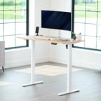 VIVO Electric 55 x 28 in Standing Desk, Memory Height Adjustment, 1B Series, Holds 220 lbs, One-Piece Light Wood Top, White Frame, DESK-KIT-1W55C