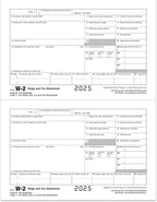 W2 Forms 2025, 6 Part Tax Forms, 25 Employee Kit of Laser Forms Designed for QuickBooks and Accounting Software, 25 Self Seal Envelopes Included