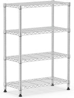 M MZG 1000 lbs Storage Shelving Steel Heavy Duty 4-Tier Utility Shelving Unit Steel Organizer Wire Rack for Home,Kitchen,Office,Chrome (13.7" D x 29.5" W x 47.2" H)