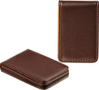 Outus 2 Pieces Business Card Holder, PU Leather Business Card Case Pocket Wallet with Magnetic Shut for Christmas Gift Men Women(Coffee and Coffee,Classic)