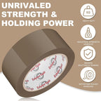 Ealyder Tape Brown Packing Tape 2 inch x 60 Yards, 3 Rolls with Dispenser – Heavy Duty Parcel Sealing Tape for Shipping, Moving and Storage, Total 180 Yards
