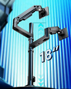 ARES WING Dual Monitor Stand for Ultrawide Heavy Duty Curved Monitor Stacking, Fits 17-49 Inch, Vertical Gas Spring Double Monitor Mount with USB, Adjustable Dual Monitor Mount for Desk, Black
