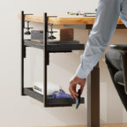 ART-GIFTREE Clamp On Desk Shelf 2-Tier, 16.5 in Wood Shelving Unit for Office Desk/Gaming Accessories, Tabletop Book Storage Rack, Shelf for Top of Desk, Black