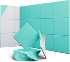 UNECHO 12 Pack 12" X 12" X 0.4" Acoustic Panels for Wall Sound Absorbing, Square Self-Adhesive Sound Panel, High Density Suitable for Multiple Scenarios(Viking Blue)