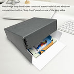 Lineco Museum Archival Storage Box, 9.25x11.75x3 in. Drop Front Design. Acid-Free with Metal Edge. Organize Photos, Pictures, Prints, Documents, Crafts, DIY. Gray, 2 Pack