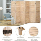 6 Panel Room Dividers and Folding Privacy Screens, Divider for Room Separation, Wood Louvered Divider Wall, Wooden Partition for Home Office Bedroom (Natural)