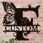 Personalized Custom Letter Name metal Signs,Custom Black Letter Monogram Wall Art Decor,Metal Signs Plaques Outdoor wall Decorative Signage (F)