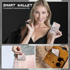 BWEGRHE Cute Credit Card Holder with Zipper, Sakura Butterfly RFID-Blocking Card Case Small Wallet for Women Men, Multi-slot Card Organizer Case Travel Accordion Wallet