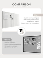 Bumusty Large Cork Board Alternative-36 x24 Felt Bulletin Board Tiles, with 30 Pushpins, 40 Adhesive Tabs, 6-Pack Slat Wall Paneling, Cork Boards for Office Push Pin Board Felt Board-Milky White