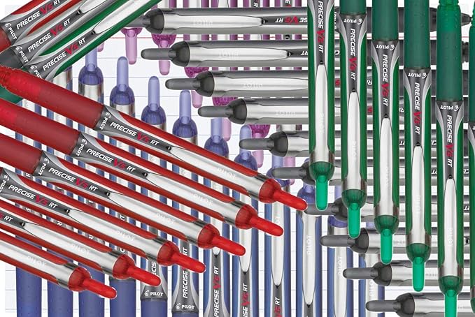 Precise V5 RT Retractable Rolling Ball Pens, Extra Fine Point (.5mm), Black Ink, 6-pk; Premium Comfort Grip, Bundle with Plastic Reusable Pouch