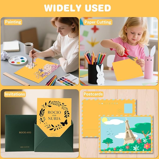 Cardstock 8.5 X 11, 40 Sheets Yellow Card Stock, 75lb/ 200gsm Copy Paper, Cardstock Printer Paper For Art, Drawing, Invitations, DIY Cards, Watercolor, Craft, Construction, School & Office Supplies