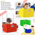 MuseLuxe 24 Pack Privacy Folders for Students - Durable & Waterproof Plastic Study Desk Dividers,Test Dividers for Classroom,Easy to Clean Privacy Shields & Boards -4 Color,Includes Extra 48 Labels
