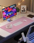 Leather Desk Pad Protector,Desk Mat,Large Mouse Pad, Non-Slip Desk Pad, Waterproof PU Leather Desk Blotter Mat, Desk Cover for Office and Home (Pink, 36" x 17")