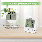 Geevon Atomic Travel Alarm Clock with Auto/8s Backlight, 2 Alarm Settings, Temperature Detect, Increasing Beep Sounds Digital Atomic Travel Clock Battery Operated for Bedroom, Bedside, White
