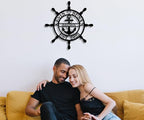 Personalized Wheel Ship Metal Sign, Custom Nautical Wall Decor, Custom Ship Wheel Monogram Wall Sign, Lake Beach House Decor