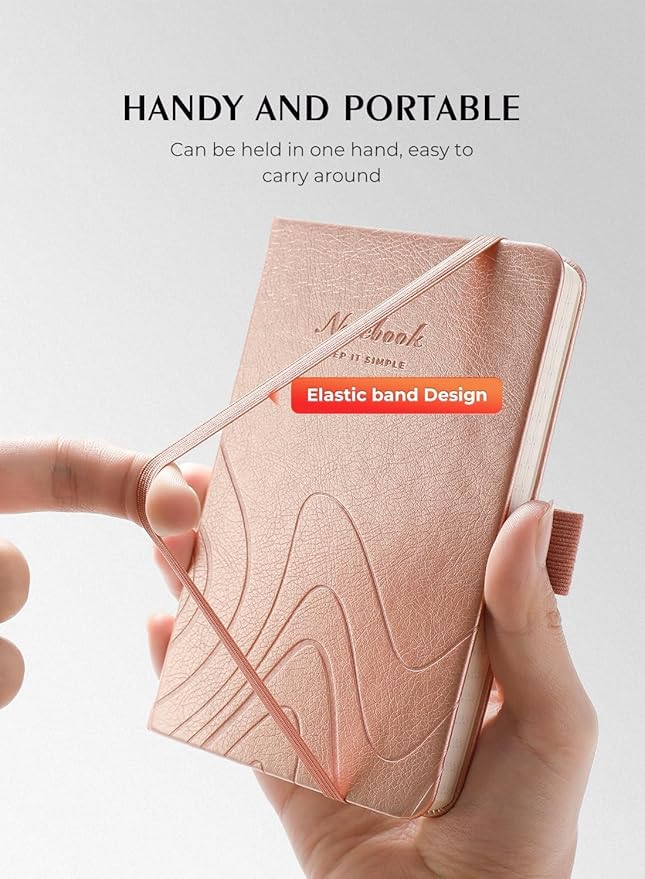 AISBUGUR Pocket Notebook, Small Notebook, 2-Pack Total 320 Pages,3.7" x 5.7" Pocket Notebook (2 Pack, Rose Gold)