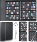 Lewtemi Stamp Collecting Albums Set Stamp Collection Book Include 20 Pages Album Binder Tweezer and Loop Magnifier Collecting Supplies for Collectors (Black,5/6/7/8 Rows)