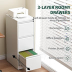 Yukimo 3 Drawer File Cabinet with Lock, Vertical File Cabinet with Lock, Locking File Cabinet Hanging Files for A4/ Legal/Letter,White