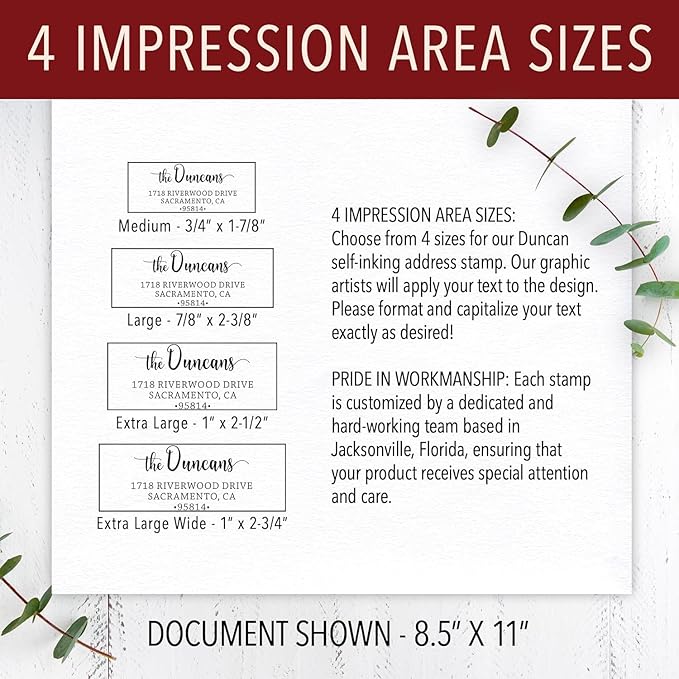 The Duncans Personalized Self-Inking Address Stamp | Envelope Return Address Stamp for Couples and Families | Custom Rubber Address Stamp (2, Medium)