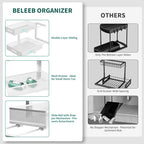 Beleeb Under Sink Organizer, Extra-Wide Upgrade, 1 Pack 2 Tier Metal Slide Out Cabinet Organizer, Height Adjustable Organization and Storage Series, Bathroom/Cabinet/Kitchen organization, White