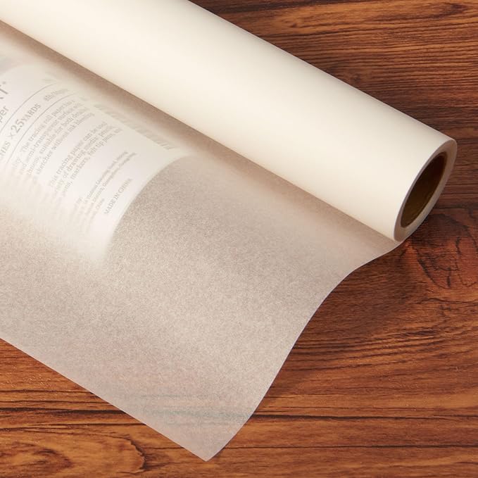 SEMLEART Tracing Paper Roll,12-inch x 25yard，White Translucent Vellum,Pattern Paper for Sewing, Drawing, Sketching, Gift Wrapping